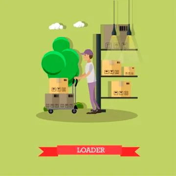 Man load parcels. Logistic and delivery service concept banner. Warehouse Stock Illustration