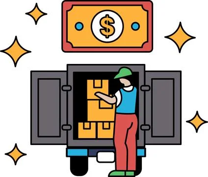 A man is loading boxes into a truck Stock Illustration