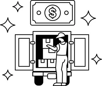 A man is loading boxes into a truck Stock Illustration