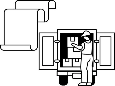 A man is loading boxes into a truck Stock Illustration
