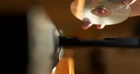 Man Loading CD Into a Compact Disc player Stock Footage 170905849