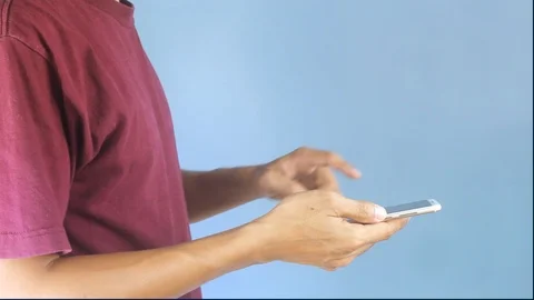 Man loading data by smart phone, data bar scrolling Stock Footage 120352261