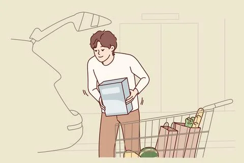 Man loading groceries into car Stock Illustration