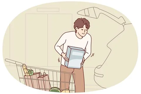 Man loading groceries into car Ilustración de archivo