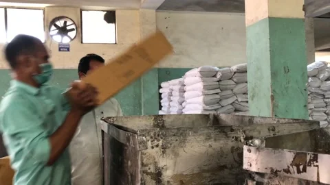 Man loading unit with cartons Stock Footage 158438929