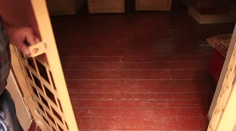 Man is locking cell jail door in the jail for the prisoners Stock Footage 49642735