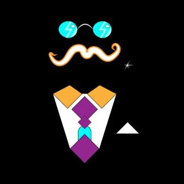 Man logo in modern trendy flat geometric design. Tie, pince-nez, shirt Stock Illustration