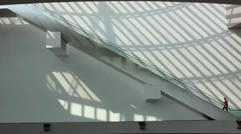 Man on long elevator Stock Footage 24638319