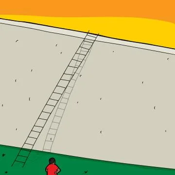 Man with long ladder Stock Illustration