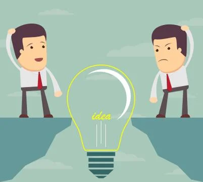 Man Look at a bulb and do not know what to do Stock Illustration