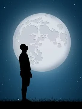 Man look the moon Stock Illustration
