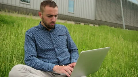 Man look at pc screen live streaming of teacher or coach. caucasian businessman Stock Footage 135820906