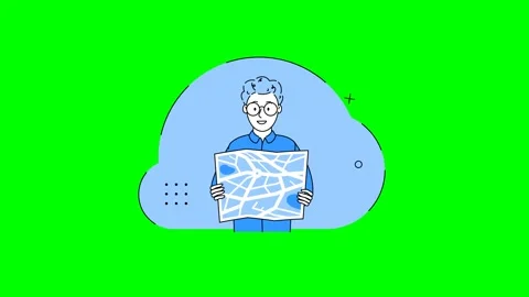 Man look for way on map set. Hand holding map and searching route, location Stock Footage 325083511