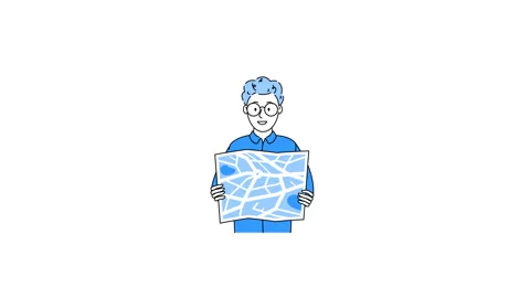 Man look for way on map set, choose which way. Hand holding map, searching route Video stock 326640264