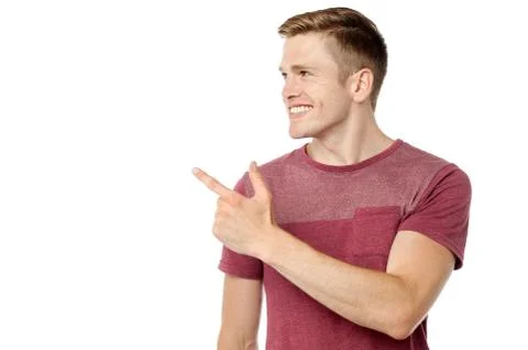 Man looking and pointing away Stock Photos