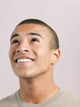 Man Looking Up And Smiling Stock Photos