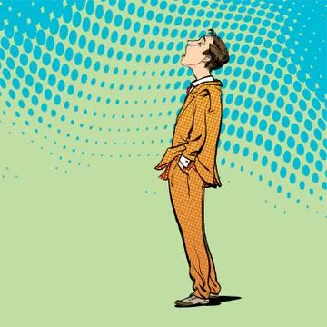 Man looking up and thinking Stock Illustration