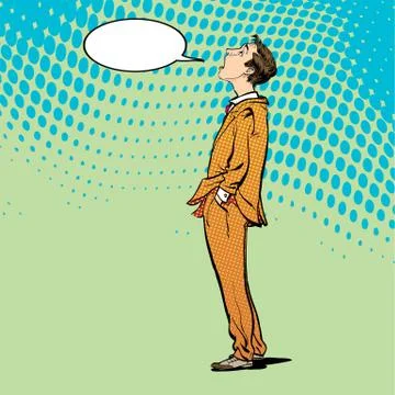 Man looking up and thinking Stock Illustration