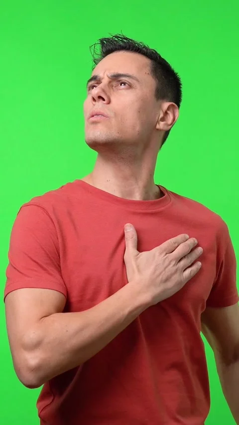 Man looking up in an attitude of respect Stock Footage 247397309