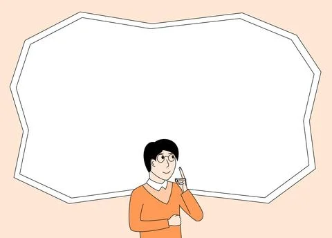 Man is looking up at a blank white background Stock Illustration