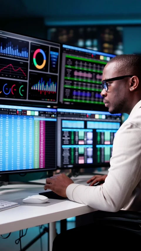 Man Looking At Business Data Analytics Dashboard Stock Footage 311186967