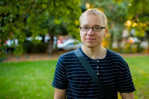 Man looking into camera with content Stock Photos