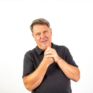 Man looking at camera. Isolated over white Stock Photos