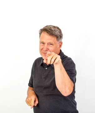 Man looking at camera. Isolated over white Stock Photos