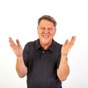 Man looking at camera. Isolated over white Stock Photos