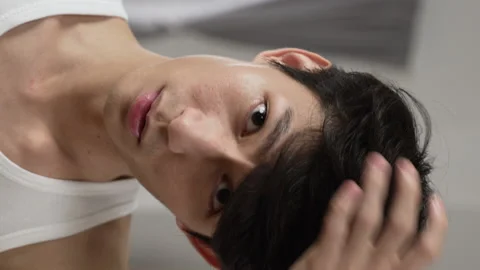 Man looking at the camera as mirror Stock Footage 230207428