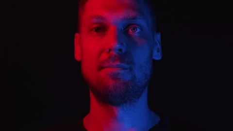 Man looking in camera moves his ears. face emotions Stock Footage 158587466