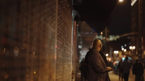 Man looking at Cell Phone - Downtown Los Angeles Stock Footage 40472925