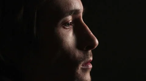 Man looking in dark room. profile Stock Footage 56725469