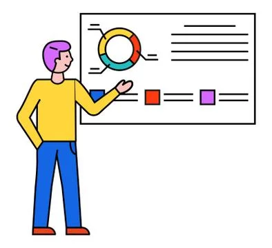 Man Looking at Data Chart on Board, Business Tool Stock Illustration