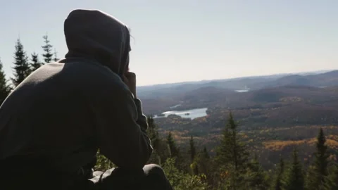 Man Looking Into The Distance Stock Footage
