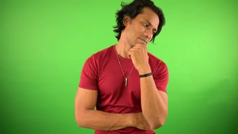 Man looking down determined to figure it out Stock Footage 297599148