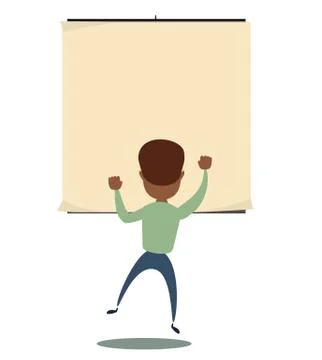 Man is looking at the empty poster on wall Stock Illustration