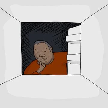 Man looking in empty refrigerator Stock Illustration