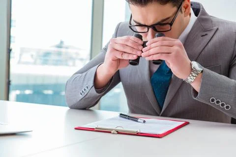 Man looking for errors and mistakes in report Stock Photos