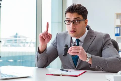 Man looking for errors and mistakes in report 스톡 사진
