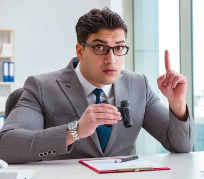 Man looking for errors and mistakes in report 스톡 사진