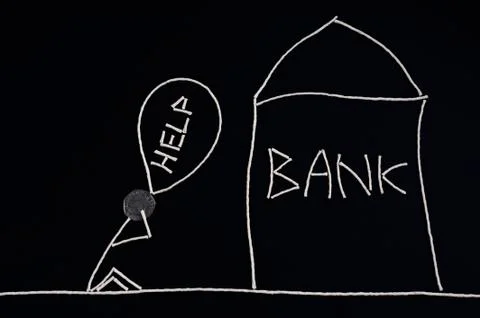 Man looking for financial help, going to bank, money concept Stock Photos