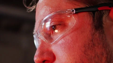 A man looking at fire Stock Footage 138393344