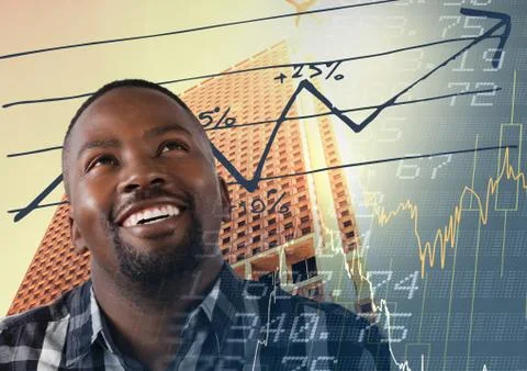 Man looking up at graph Stock Photos