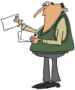 Man looking at his mail Stock Illustration