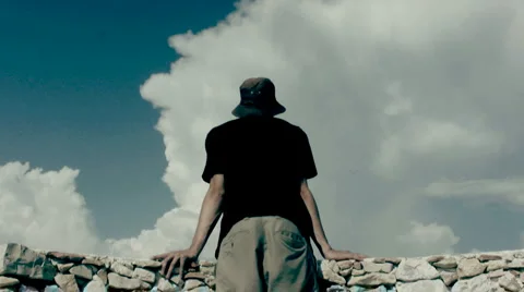 Man looking at the horizon Stock Footage 2914215