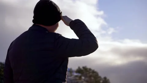 A man looking at the landscape during easter Stock Footage 233513924