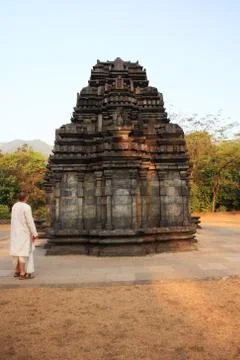 Man looking to at mahadev temple Stock Photos