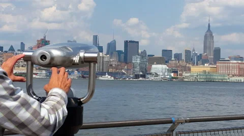 Man looking at Manhattan View 4k Stock Footage 51322711