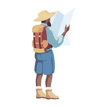 Man looking a map Illustrazione stock